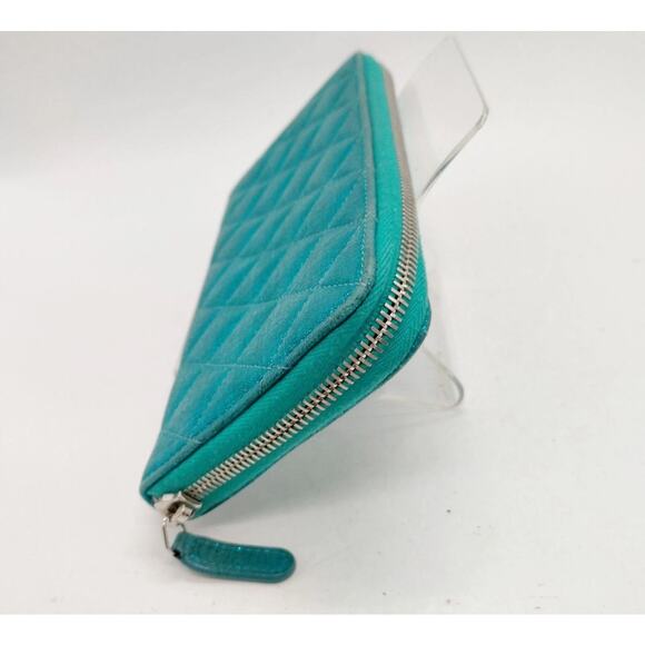 CHANEL METALLIC CALF SKIN BLUE WALLET EUC - Picture 3 of 9